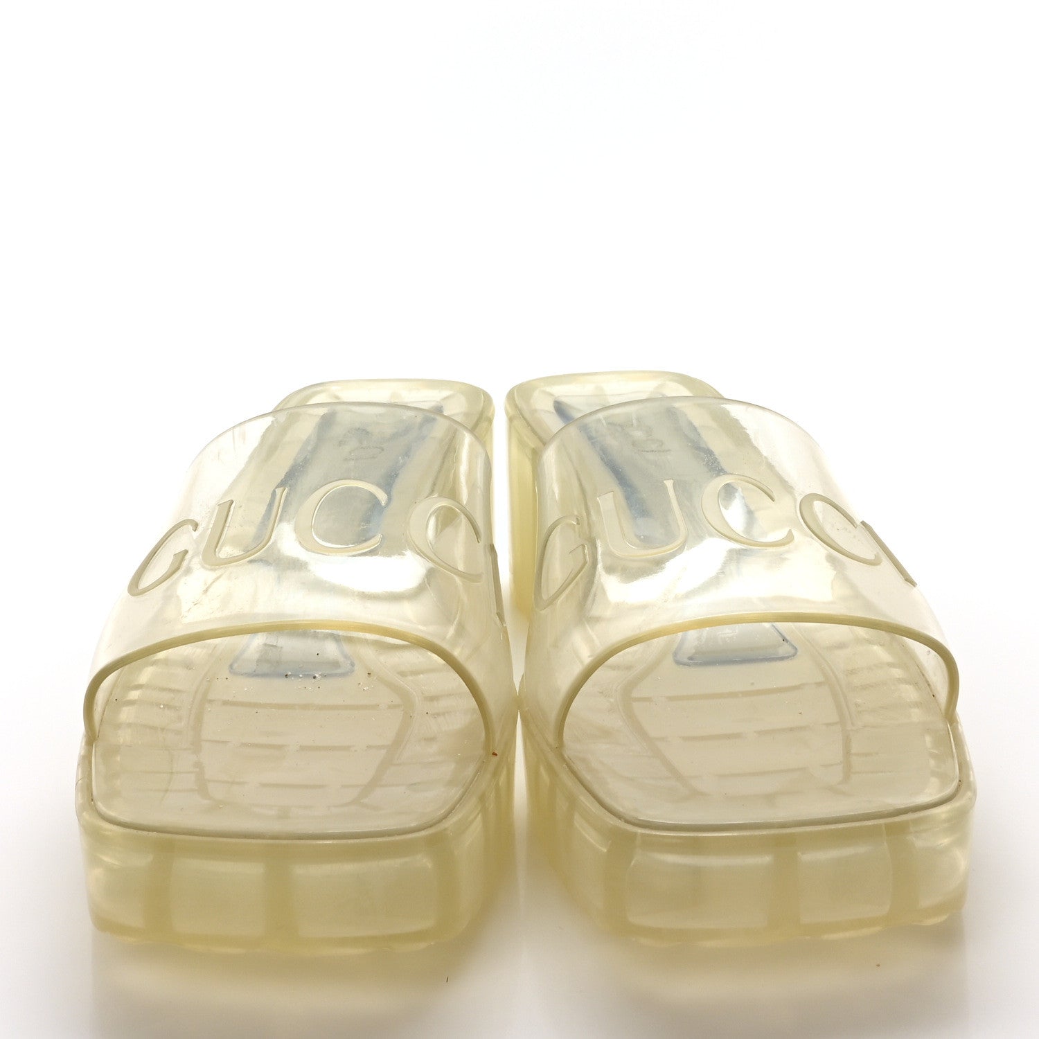 Gucci Rubber Gucci Logo Womens Platform 20/60mm Slide Sandals 39 Transparent