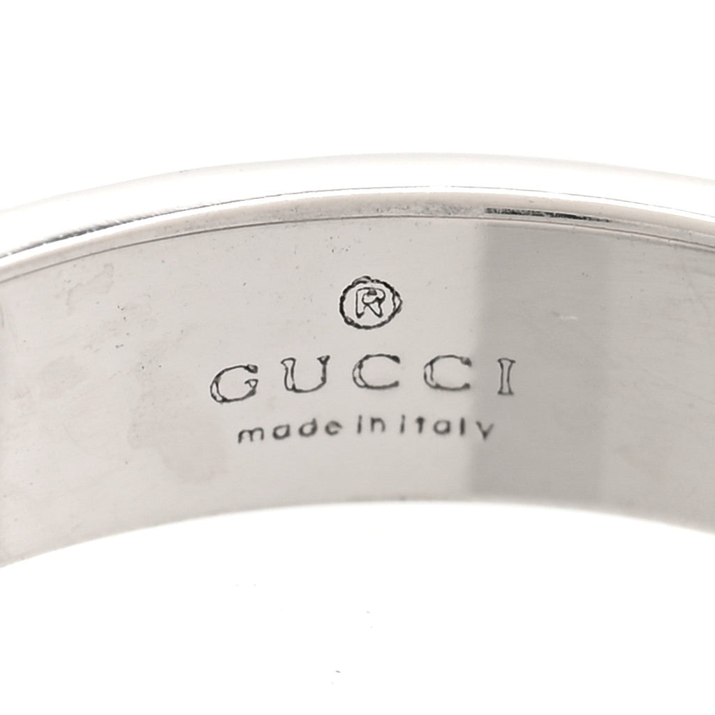 Gucci 18K White Gold 4mm Icon Thin Band Ring 52 6