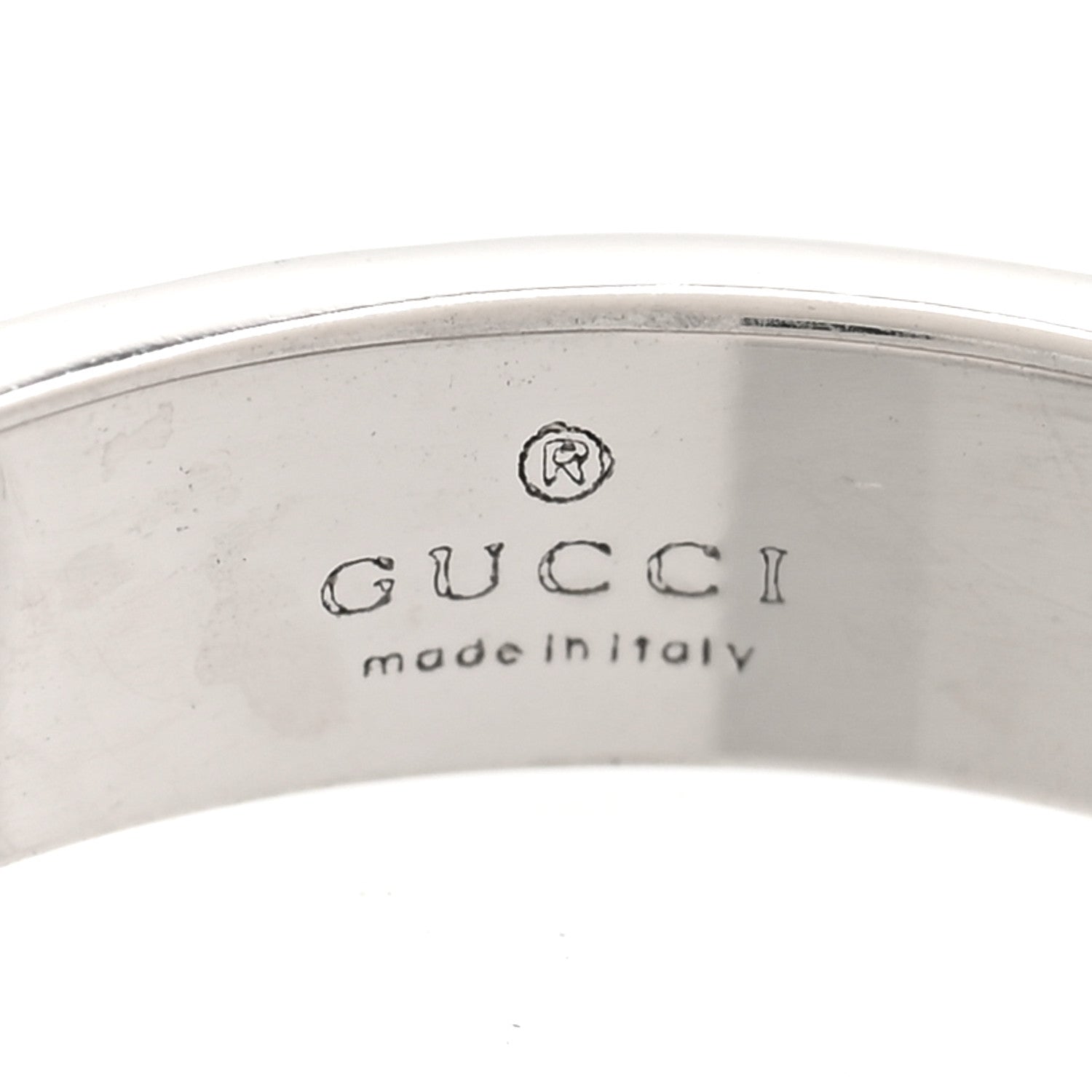 Gucci 18K White Gold 4mm Icon Thin Band Ring 52 6
