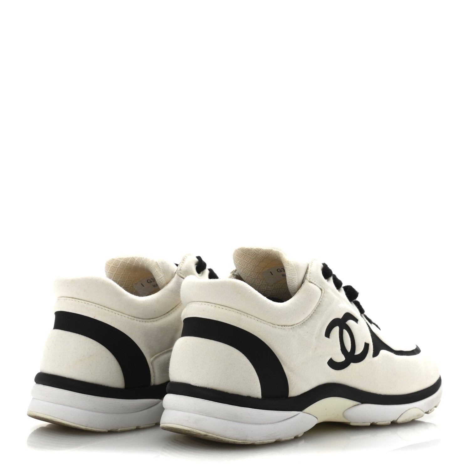 Nylon Suede Calfskin Womens CC Sneakers 39.5 White Black