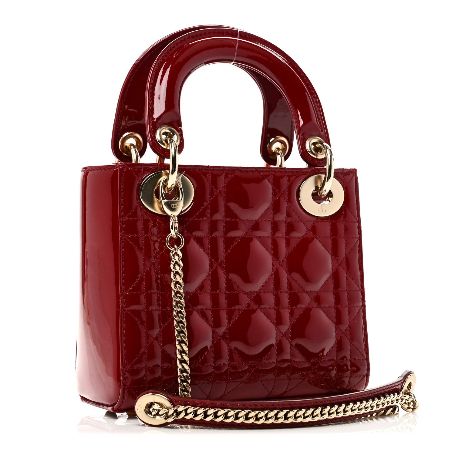 Christian Dior Patent Cannage Mini Lady Dior Red