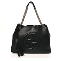 Gucci Pebbled Calfskin Medium Soho Chain Shoulder Bag Black