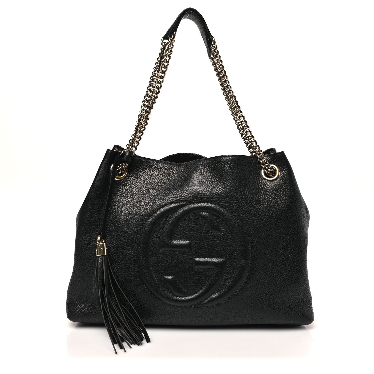 Gucci Pebbled Calfskin Medium Soho Chain Shoulder Bag Black