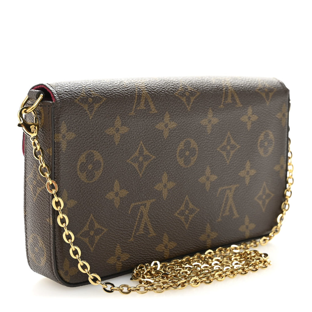 Louis Vuitton Monogram Pochette Felicie Chain Wallet Fuchsia