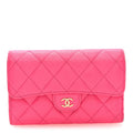 Caviar Quilted Medium Flap Wallet Dark Pink