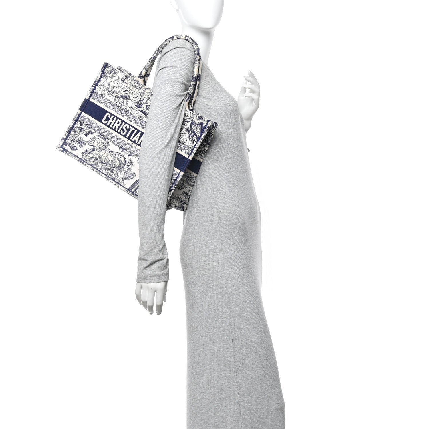 Christian Dior Canvas Embroidered Medium Dioriviera Toile De Jouy Book Tote Blue