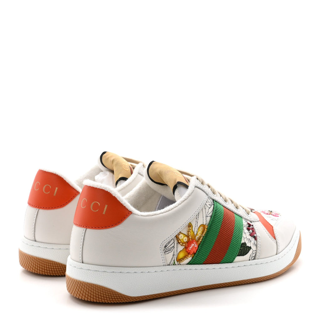 Gucci Sepang Flora Faded Canvas Web Womens Screener Sneakers 36.5 White