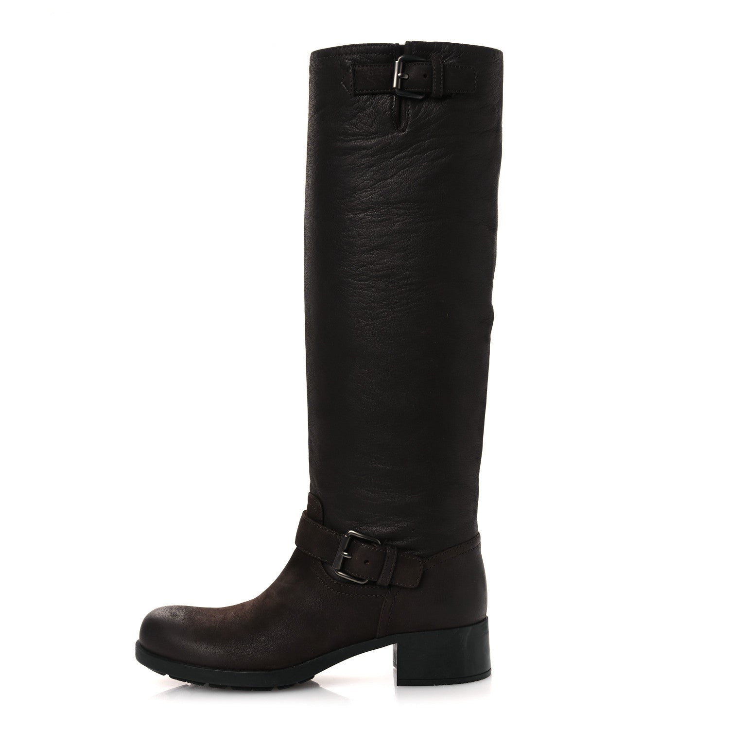 Prada Capra Antic Donna Tall Riding Boots 37 Ebano