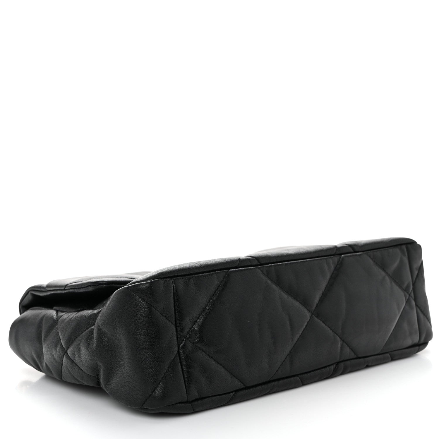 Chanel Shiny Goatskin Quilted Large Chanel 19 Flap Black