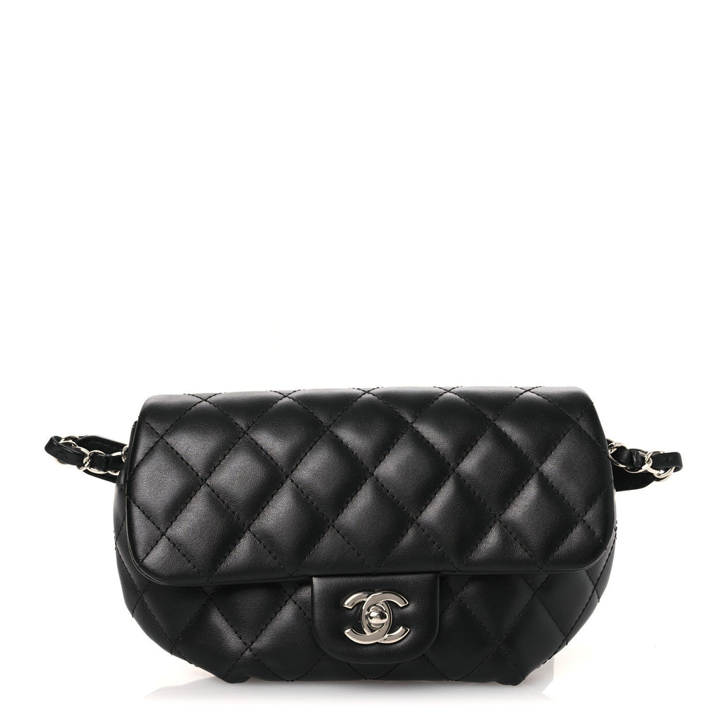 Chanel Calfskin Quilted CC Uniform Flap Belt Bag Black