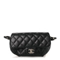 Chanel Calfskin Quilted CC Uniform Flap Belt Bag Black