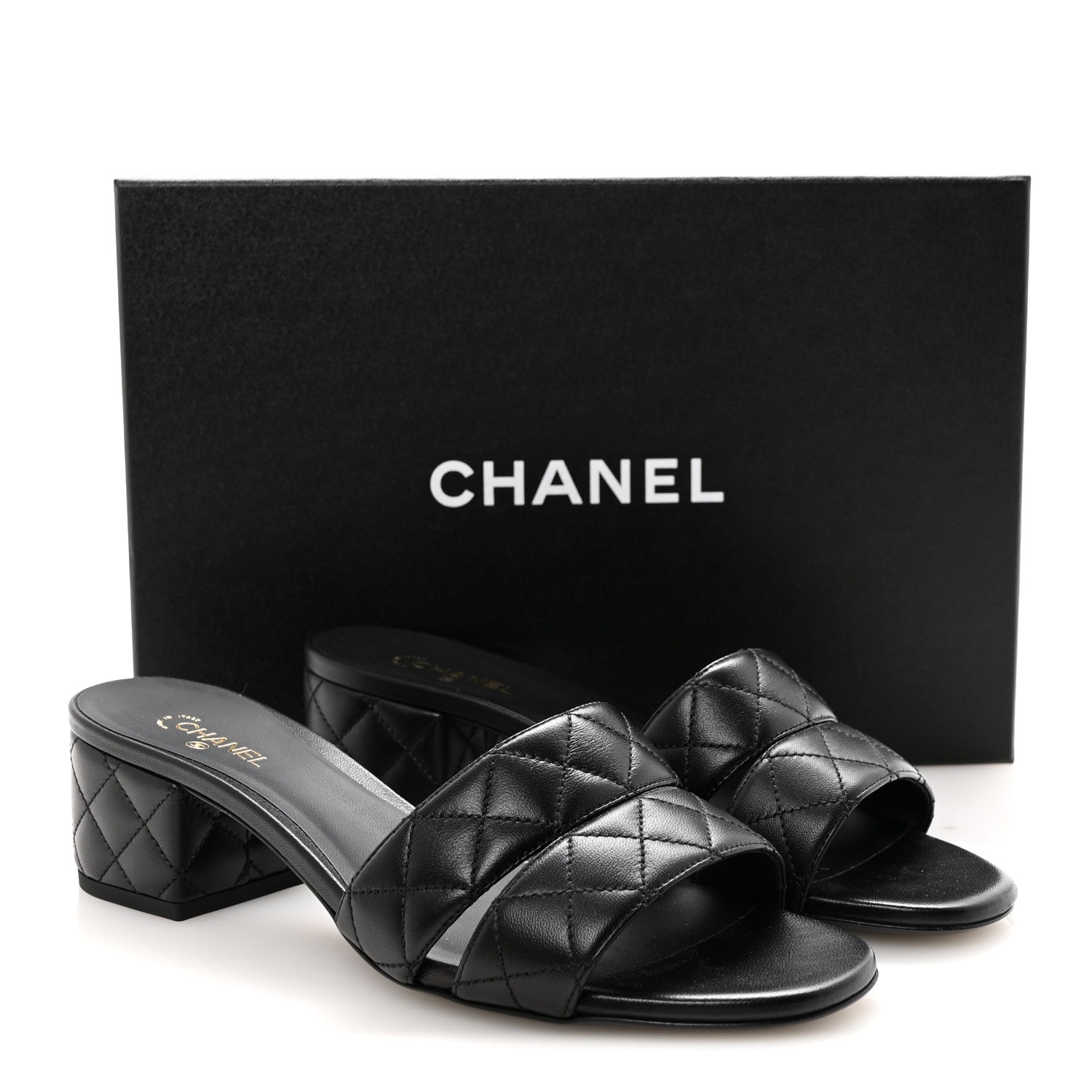 Lambskin Quilted Mules 40 Black