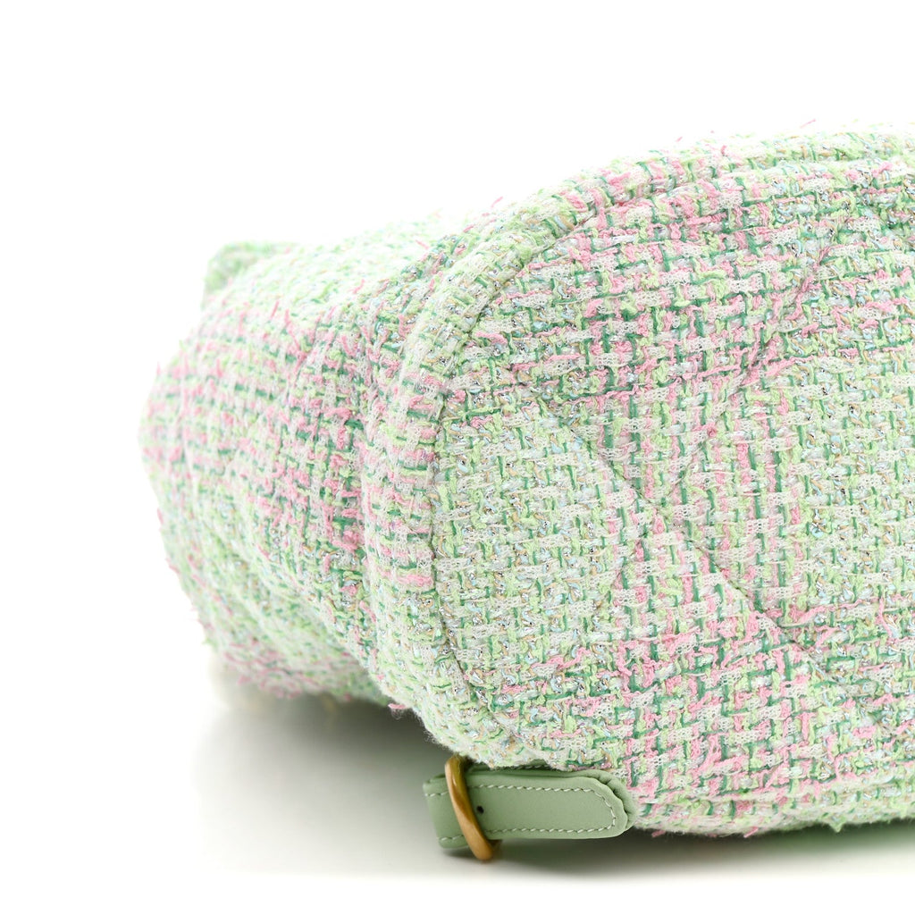 Chanel Tweed Quilted Chanel 19 Backpack Green Pink