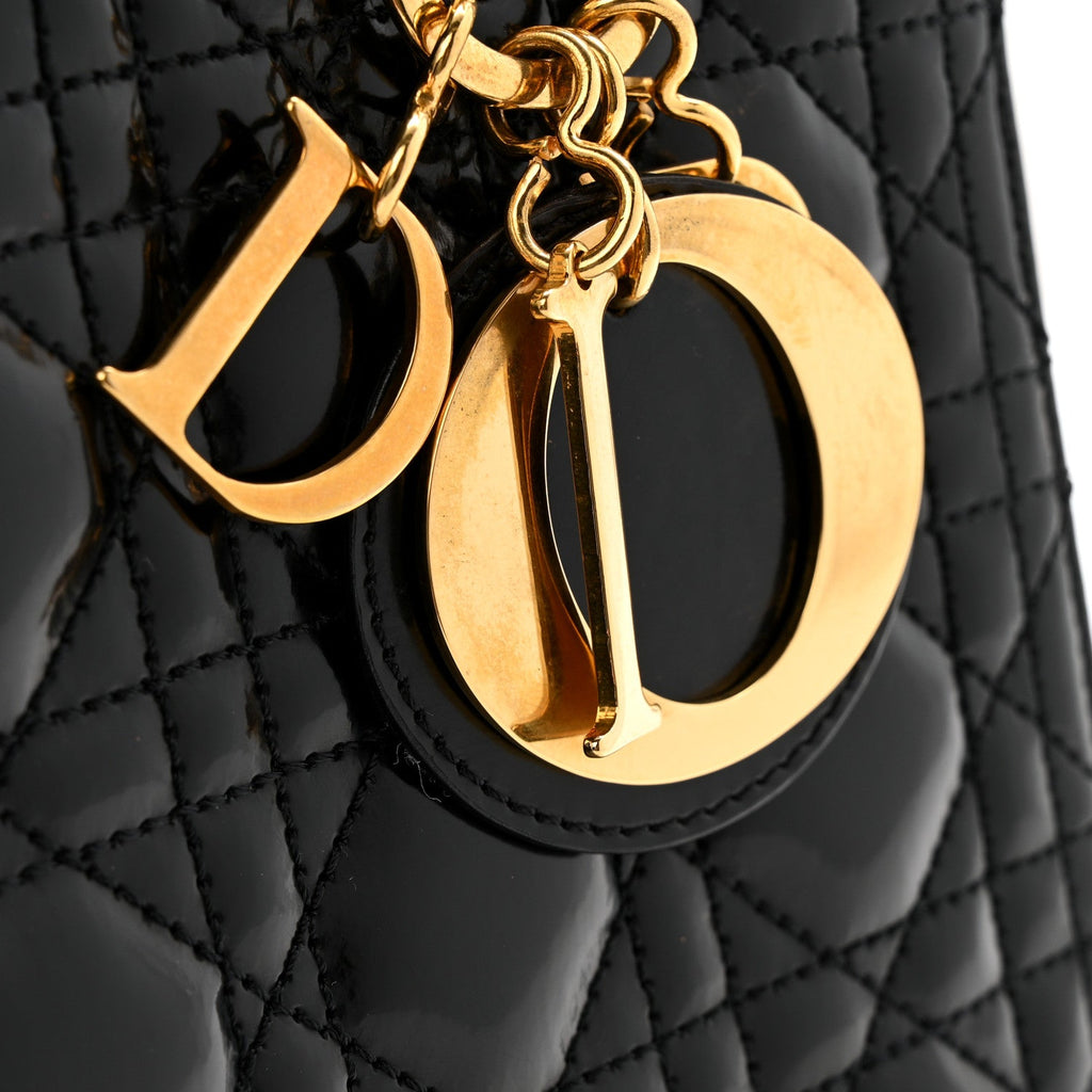 Christian Dior Patent Cannage Medium Lady Dior Black
