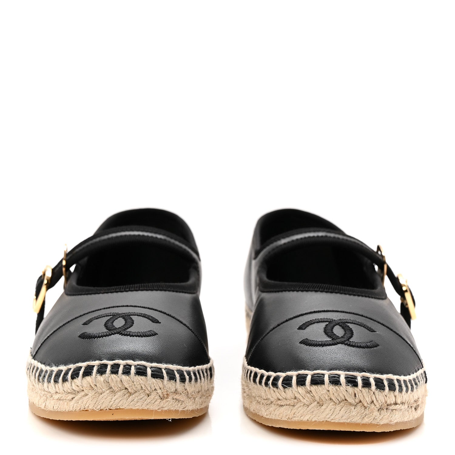 Lambskin Jute Mary Jane Flats 40 Black