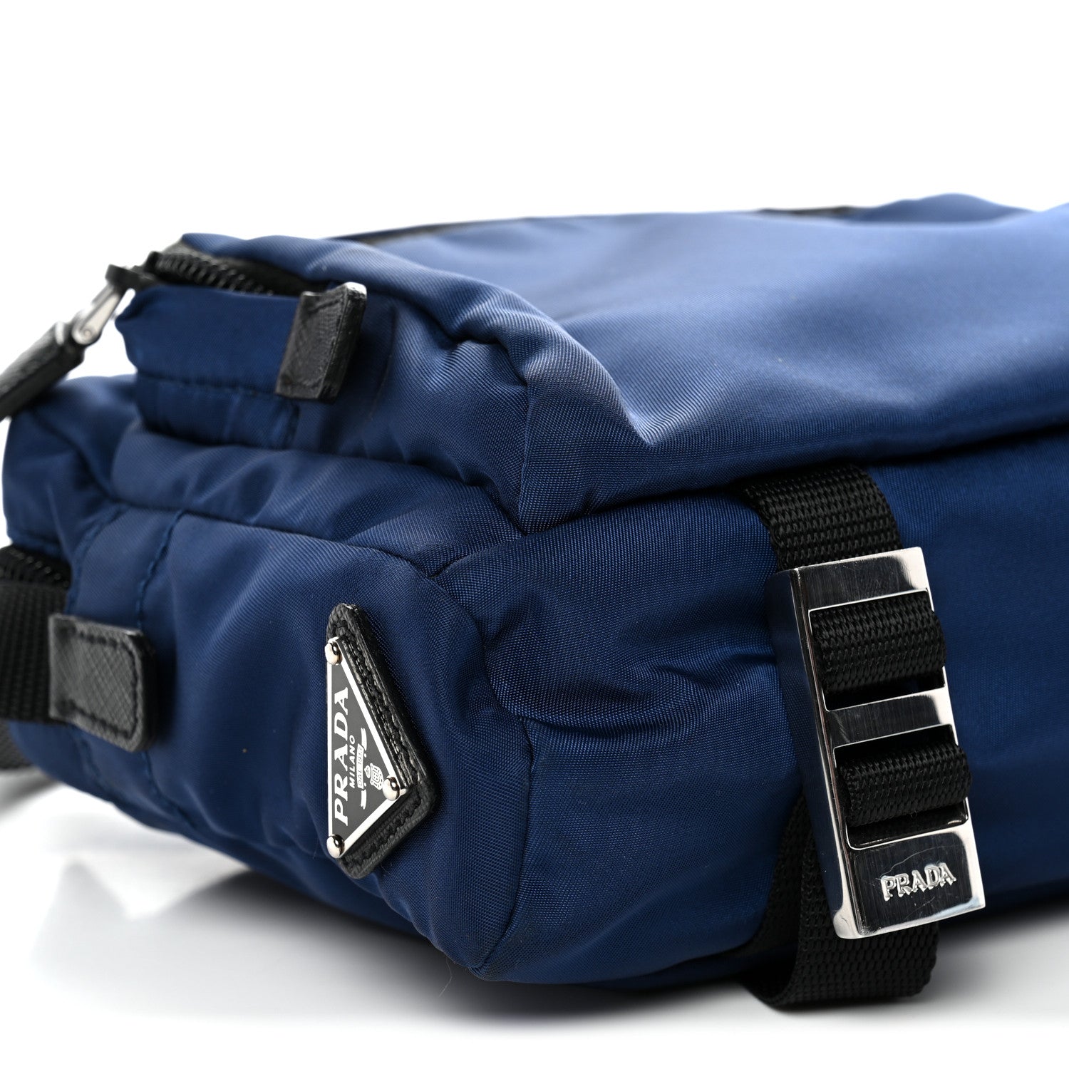 Prada Tessuto Nylon Montagna Messenger Bag  Blue Black
