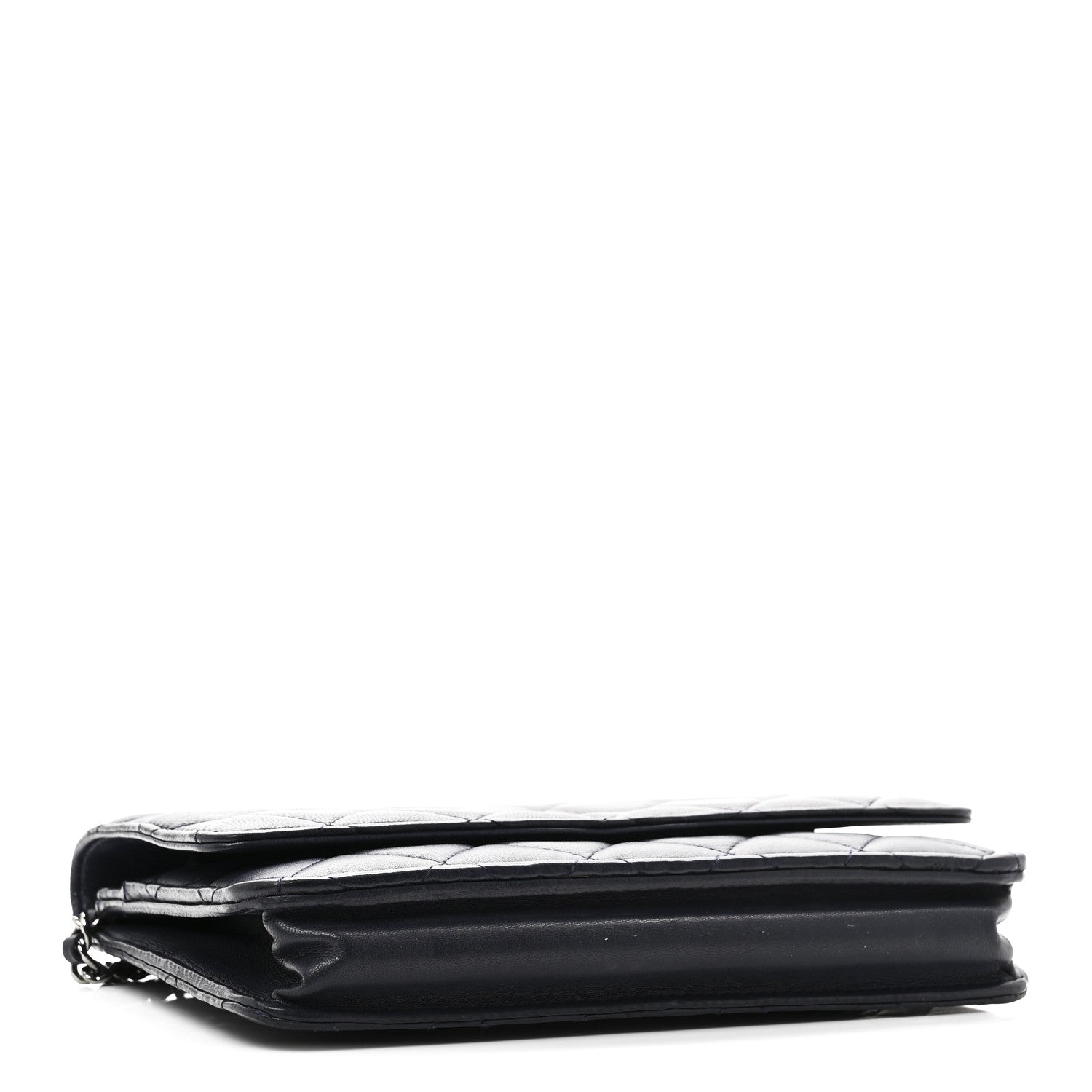 Chanel Lambskin Quilted Wallet On Chain WOC Navy Blue