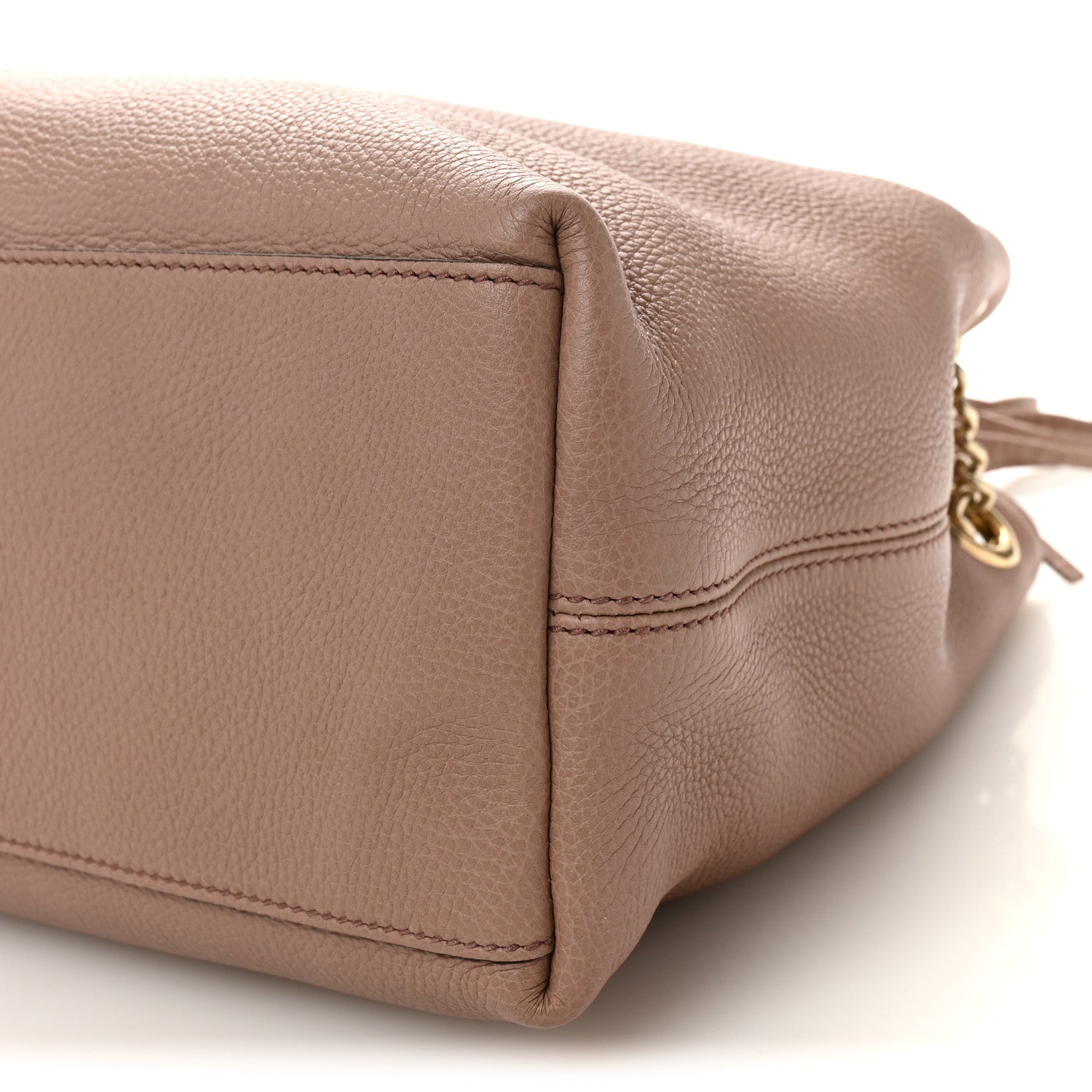 Gucci Pebbled Calfskin Medium Soho Chain Shoulder Bag Camelia