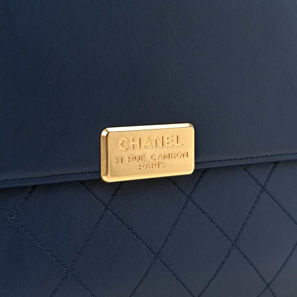 Chanel Lambskin Stitched Coco Luxe Medium Flap Blue