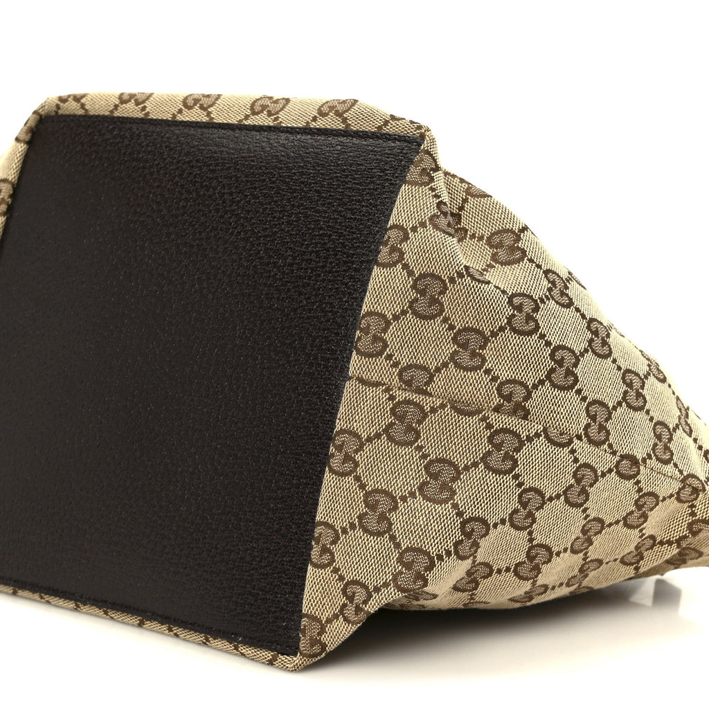 Gucci GG Monogram Small Web Handle Bucket Tote Dark Brown