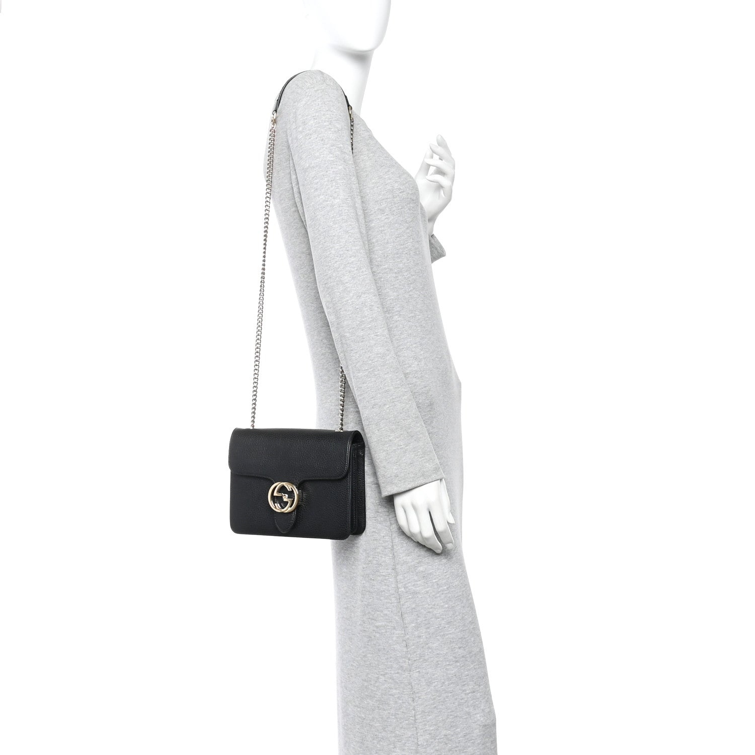Gucci Dollar Calfskin Small Interlocking G Shoulder Bag Black