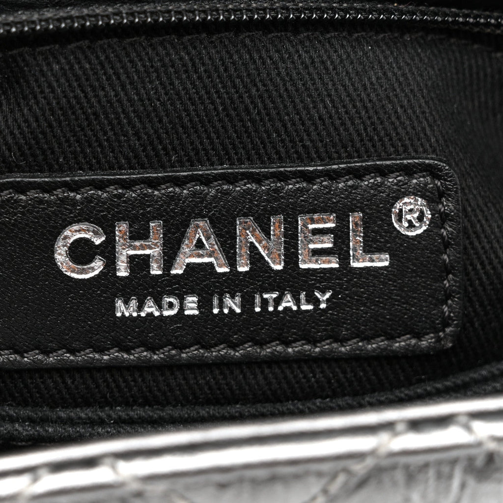 Chanel Metallic Aged Calfskin Quilted Mini Coco Handle Flap Charcoal