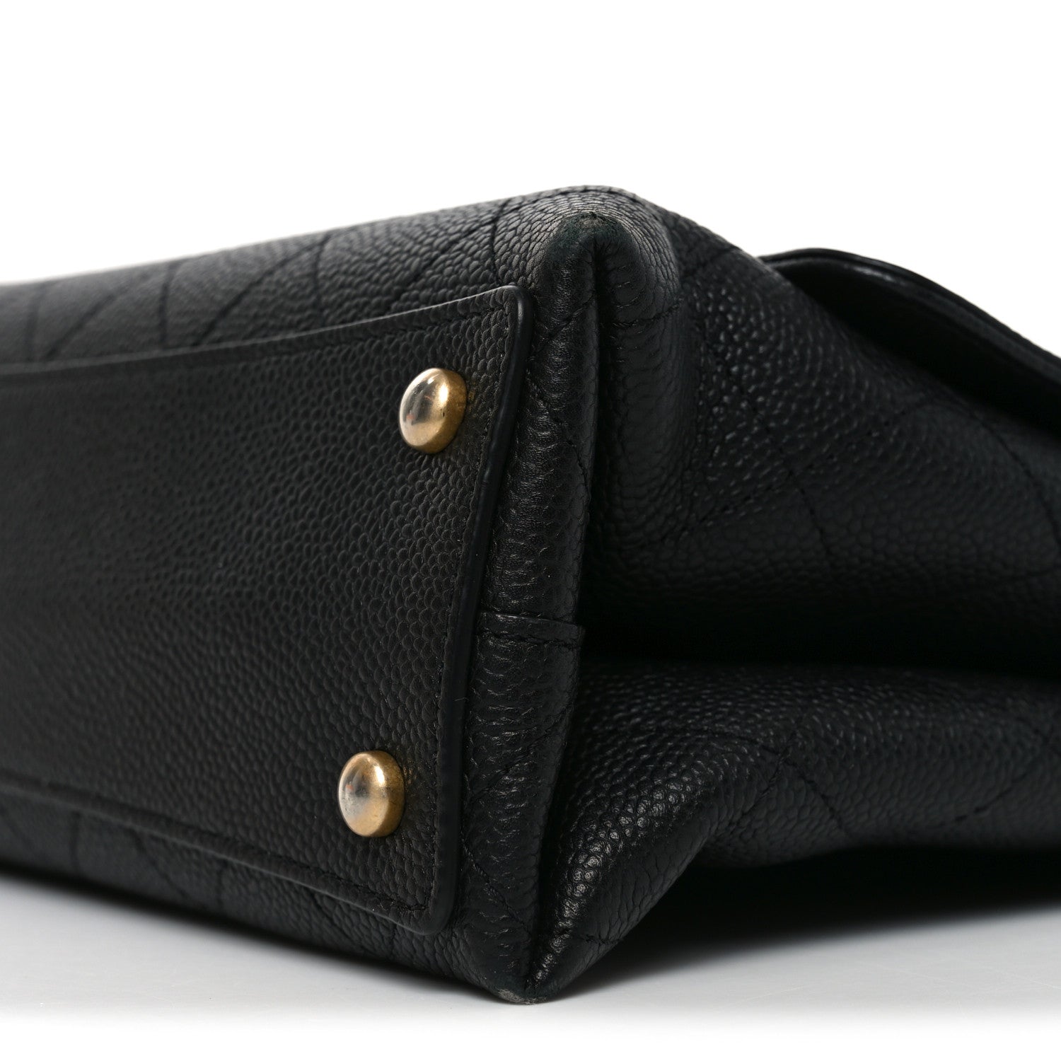 Chanel Caviar Diamond Stitched Top Handle Flap Black