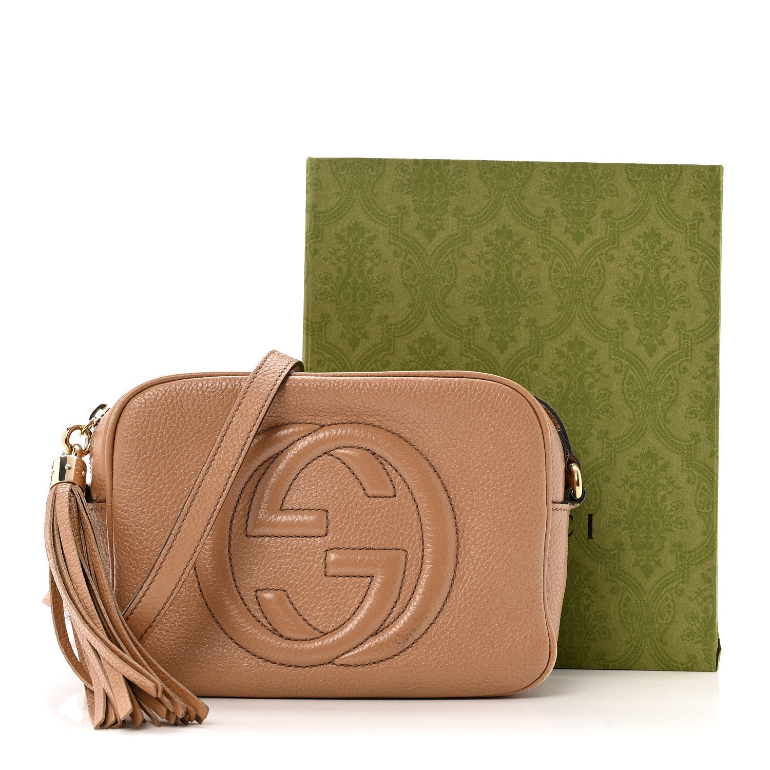 Gucci Pebbled Calfskin Small Soho Disco Bag Camelia