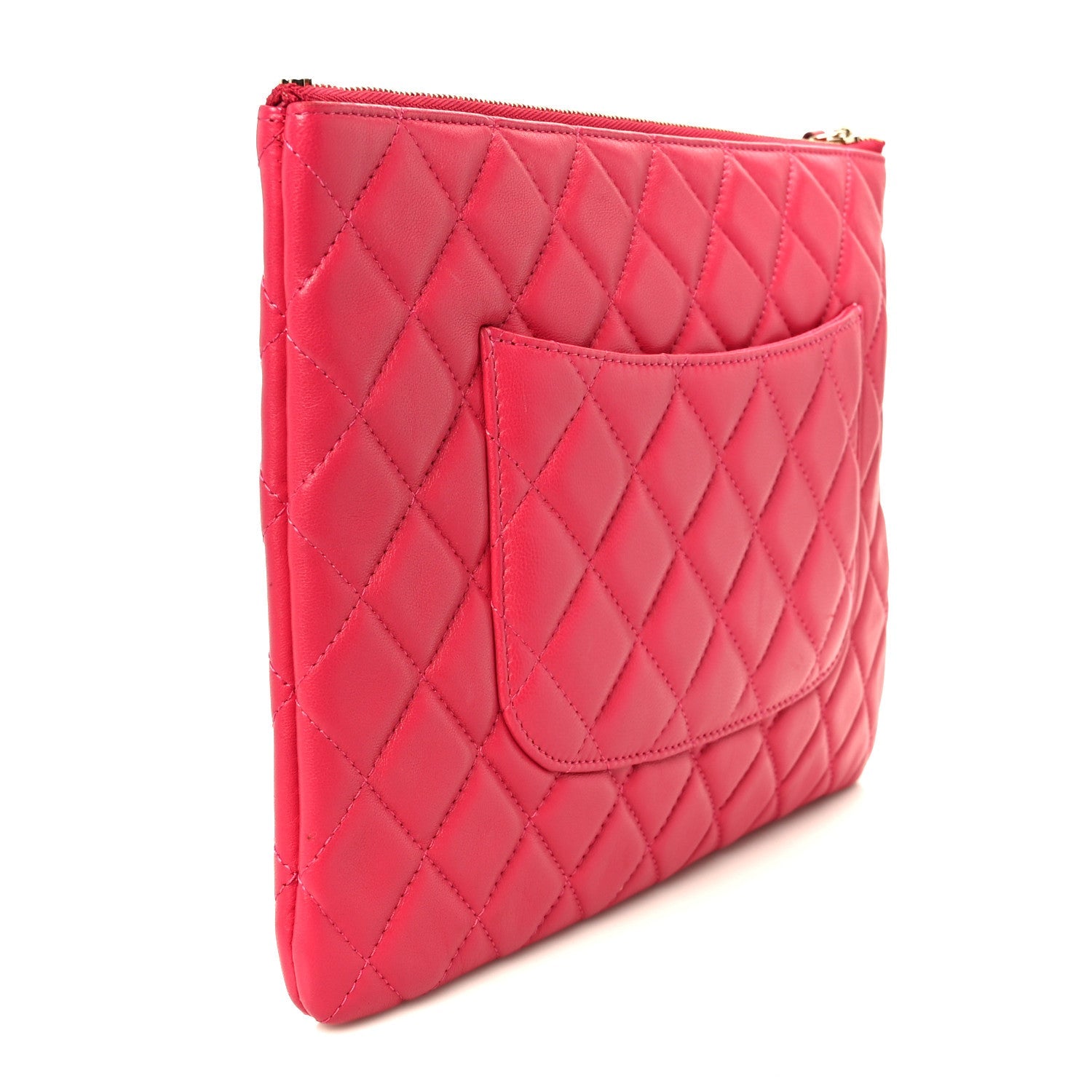 Lambskin Quilted Medium Cosmetic Case Pink