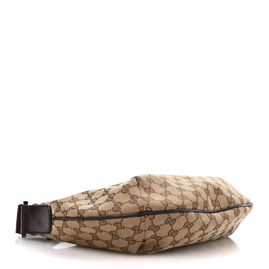 Gucci Monogram Medium Half Moon Hobo Dark Brown