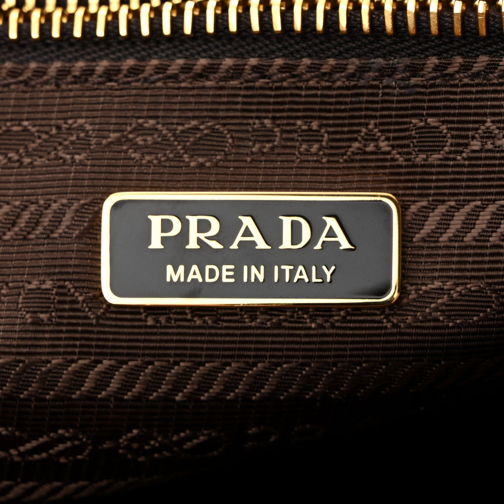 Prada Suede Triangle Medium Bonnie Shoulder Bag Cacao