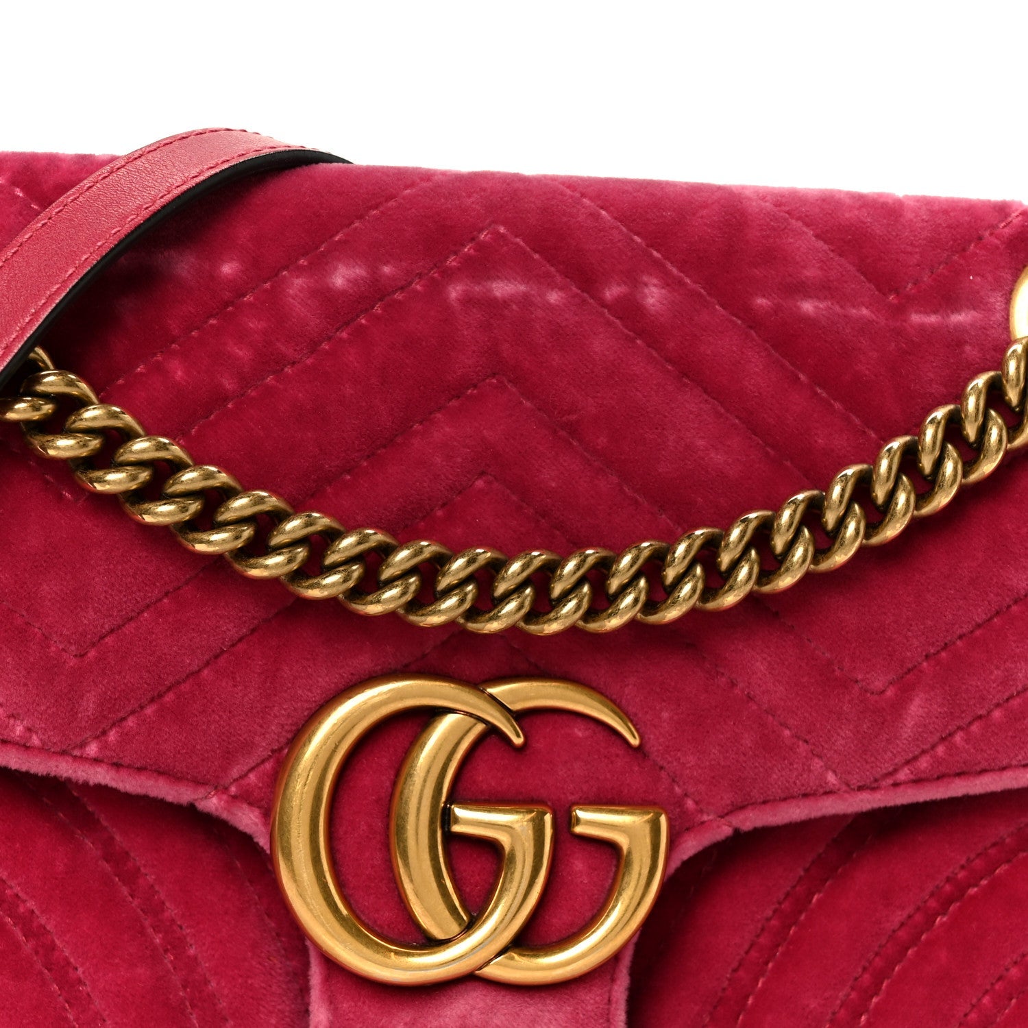 Gucci Velvet Matelasse Small GG Marmont Shoulder Bag Light Raspberry Rose