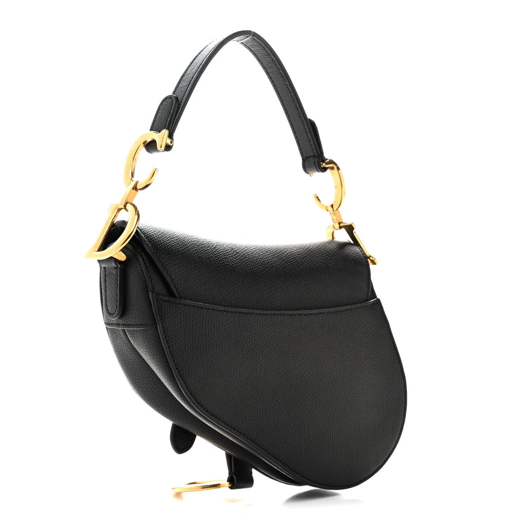 Christian Dior Grained Calfskin Mini Saddle Bag Black