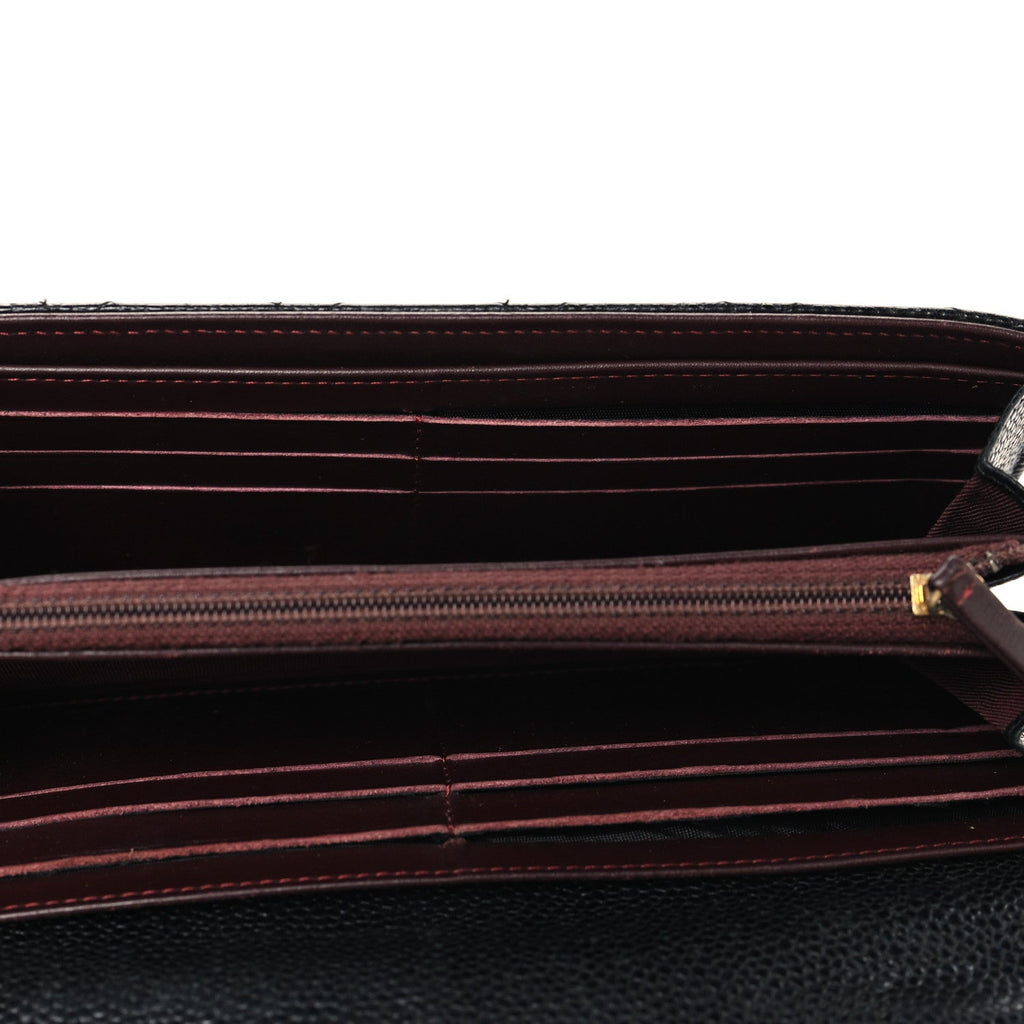 Caviar Quilted Large Gusset Flap Wallet Black