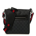 Gucci GG Supreme Monogram Web Small Flat Messenger Bag Black Grey