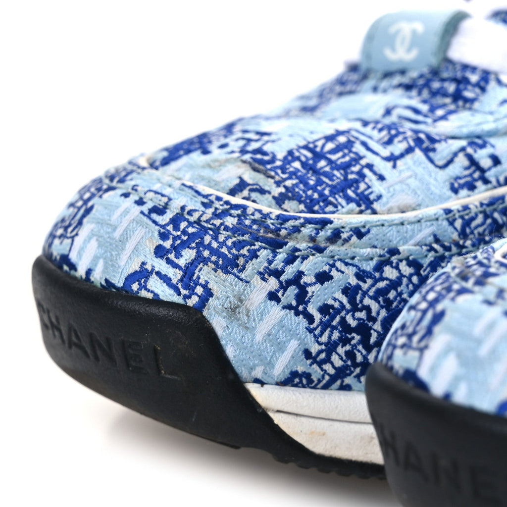Chanel Tweed CC Sneakers 36.5 Blue White