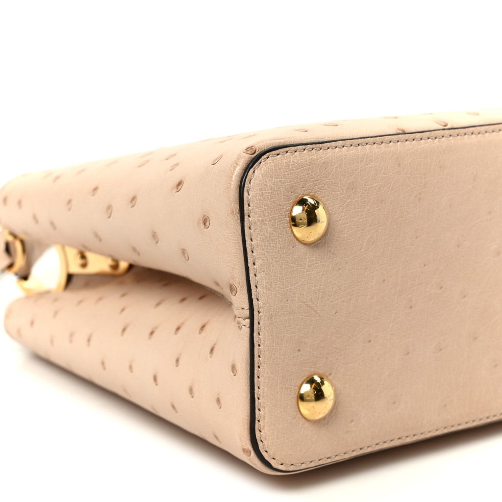 Louis Vuitton Ostrich Capucines PM Rose Champagne