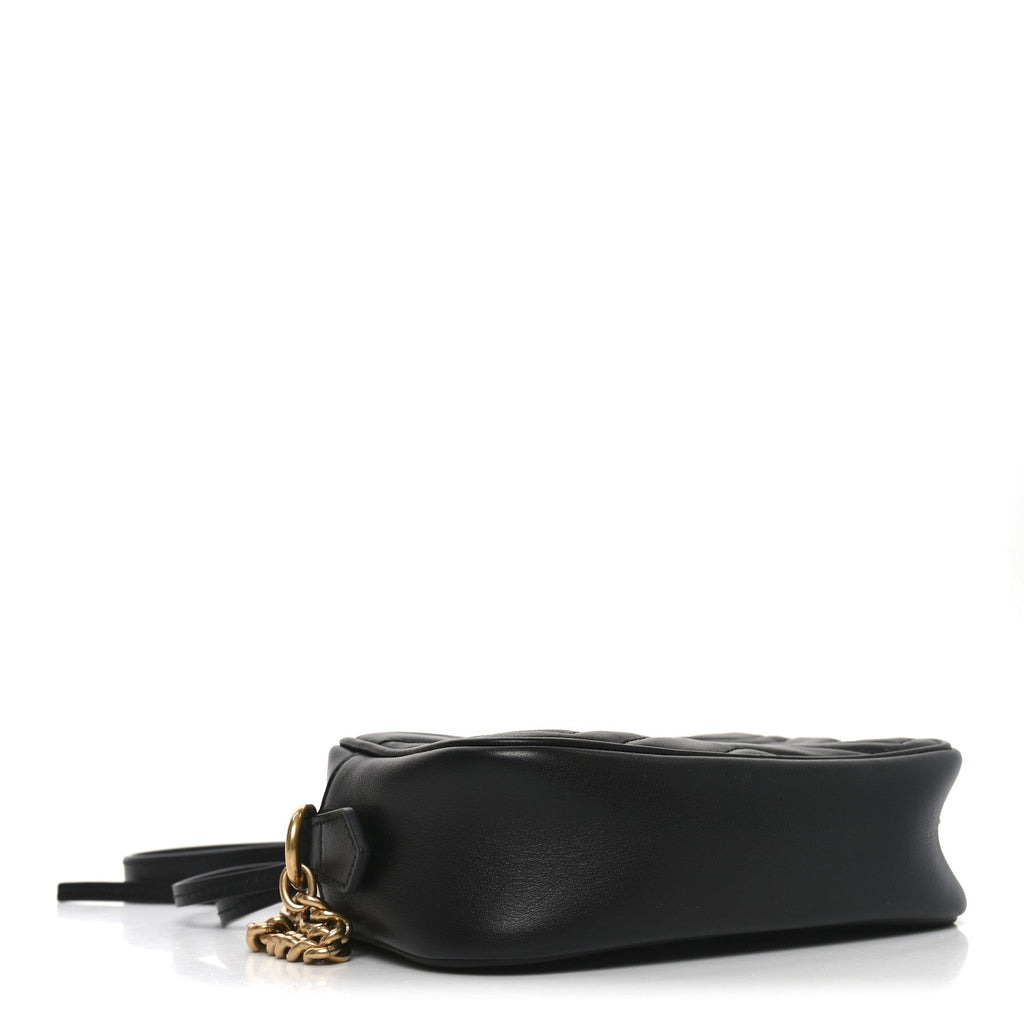 Gucci Calfskin Matelasse Mini GG Marmont Chain Shoulder Bag Black