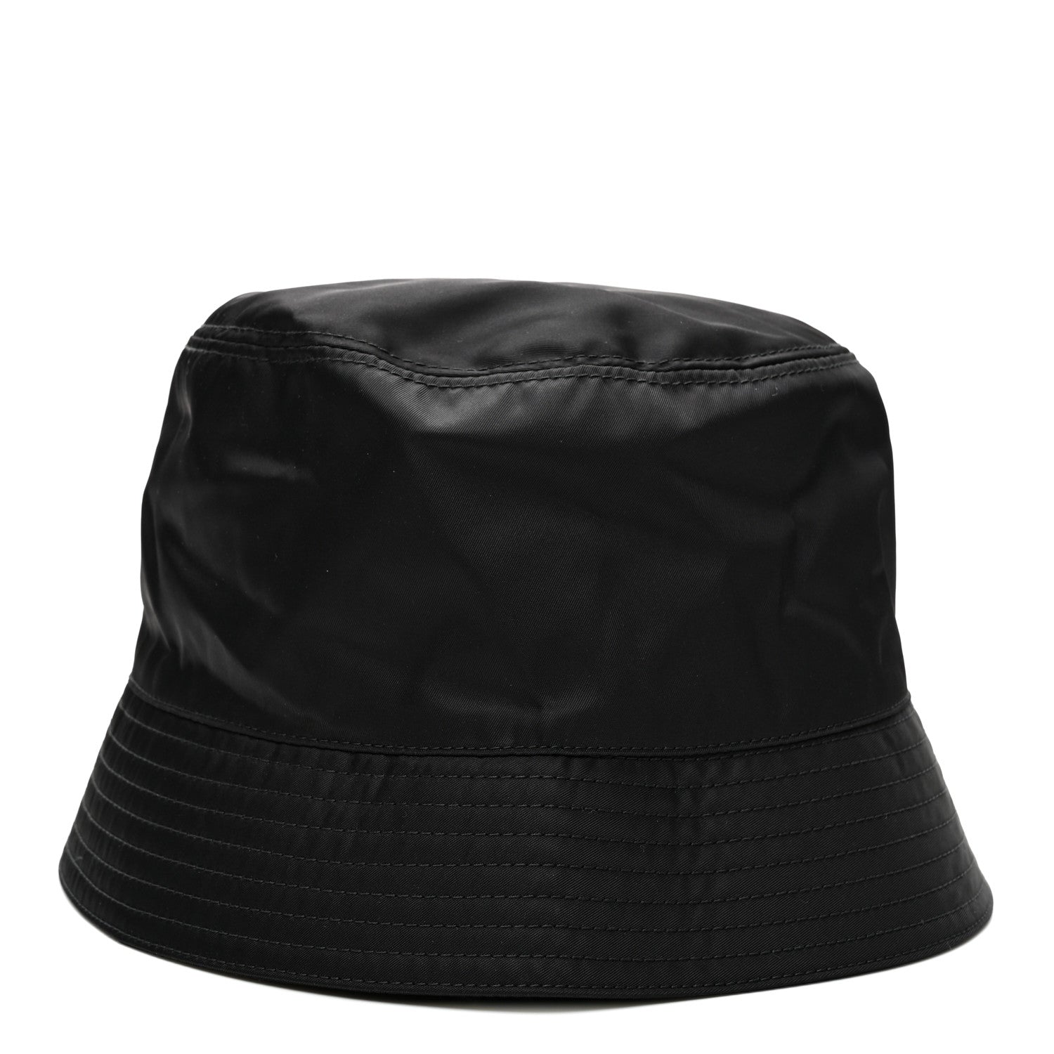 Prada Re-Nylon Metal Triangle Logo Womens Bucket Hat M Black