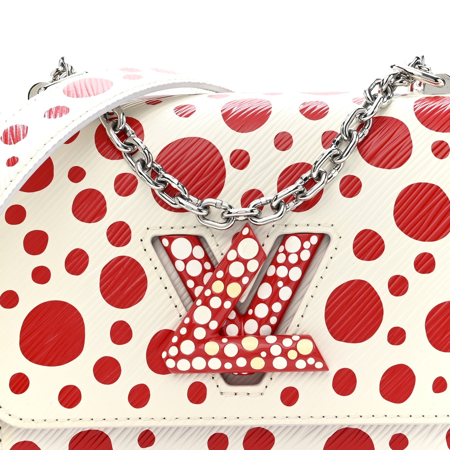 Louis Vuitton LV X YK Epi Infinity Dots Twist Shoulder Bag PM White Red