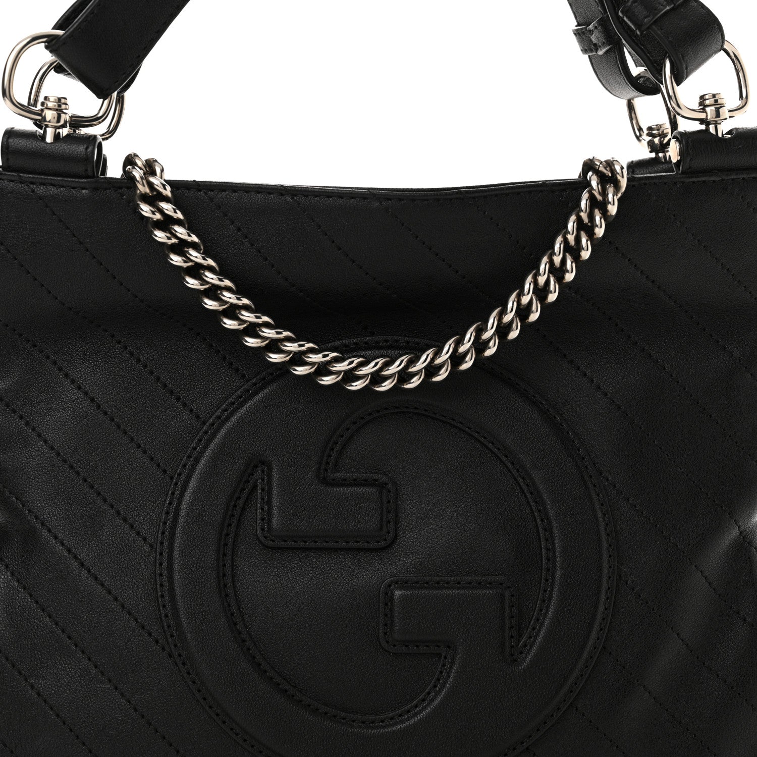 Gucci Sakai Be Green Calfskin Diagonal Stitched Small Blondie Tote Black