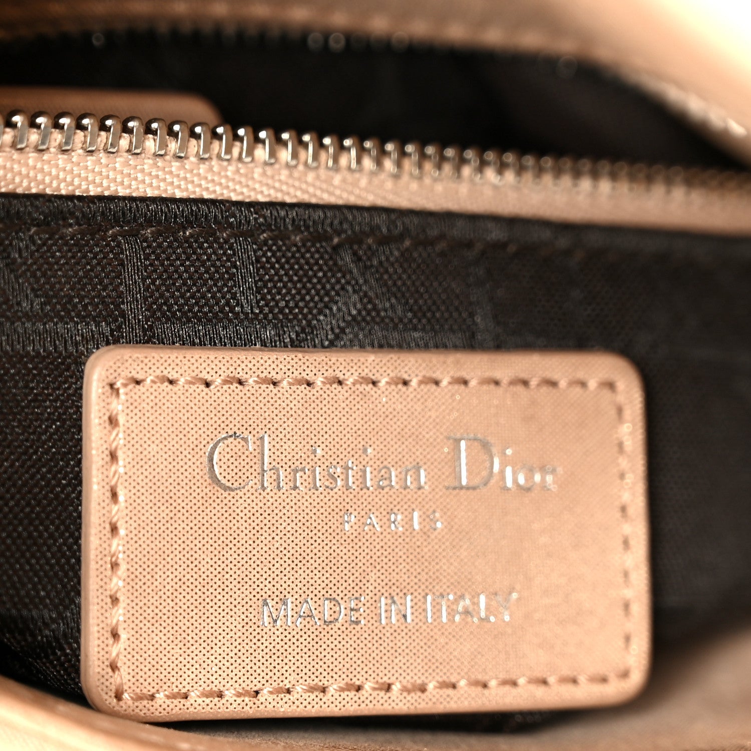 Christian Dior Lambskin Cannage Mini Lady Dior Powder Beige