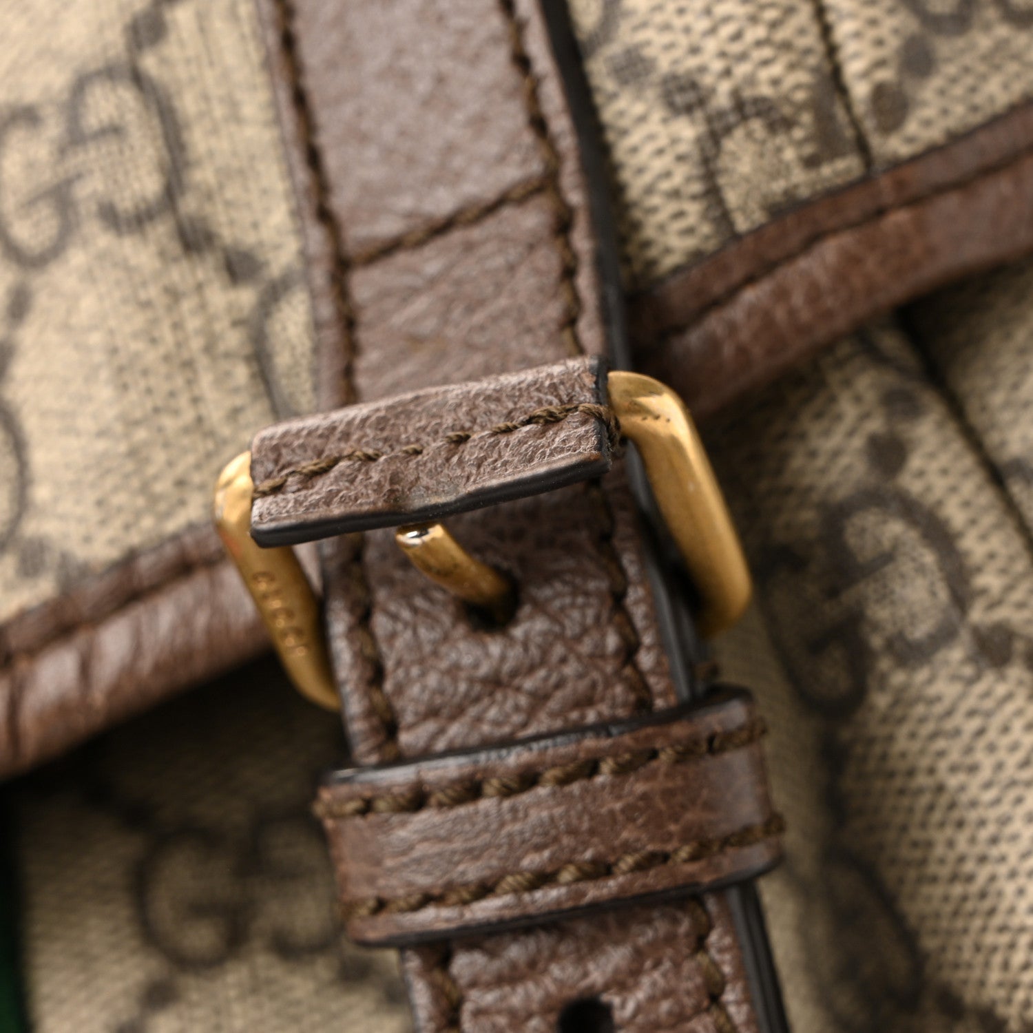 Gucci GG Supreme Monogram Medium Ophidia Double Buckle Backpack Brown