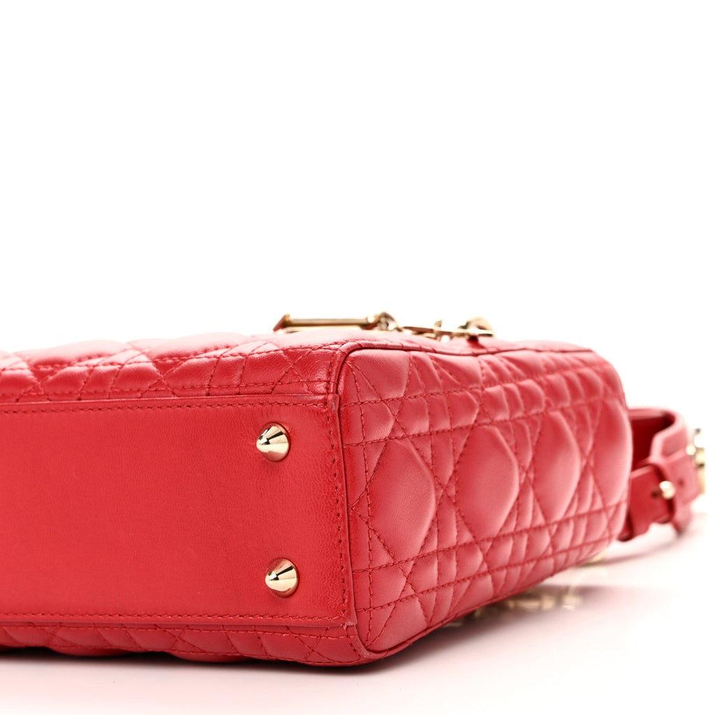 Christian Dior Lambskin Cannage Small Lucky Badges My Lady Dior Red