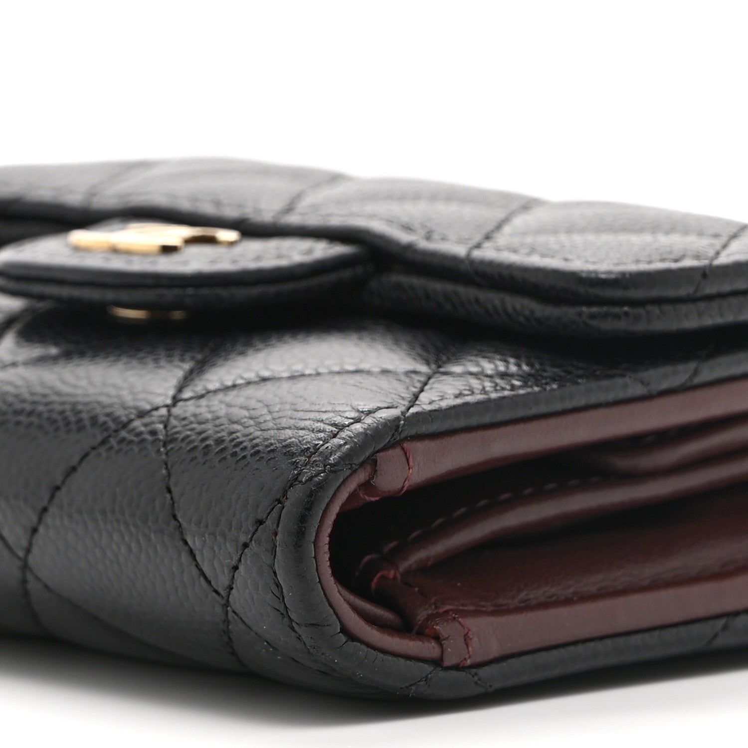 Caviar Quilted Compact Flap Wallet Black