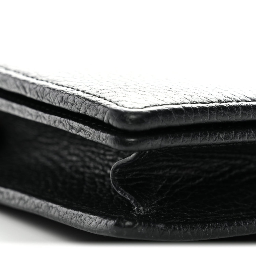 Gucci Calfskin Mini GG Marmont Chain Wallet Black