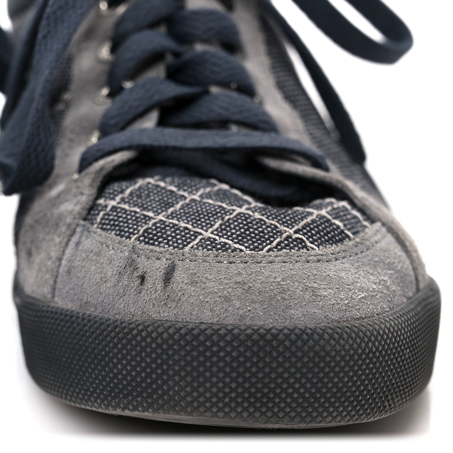 Chanel Toile Suede Calfskin CC Low Top Sneakers 36 Dark Grey