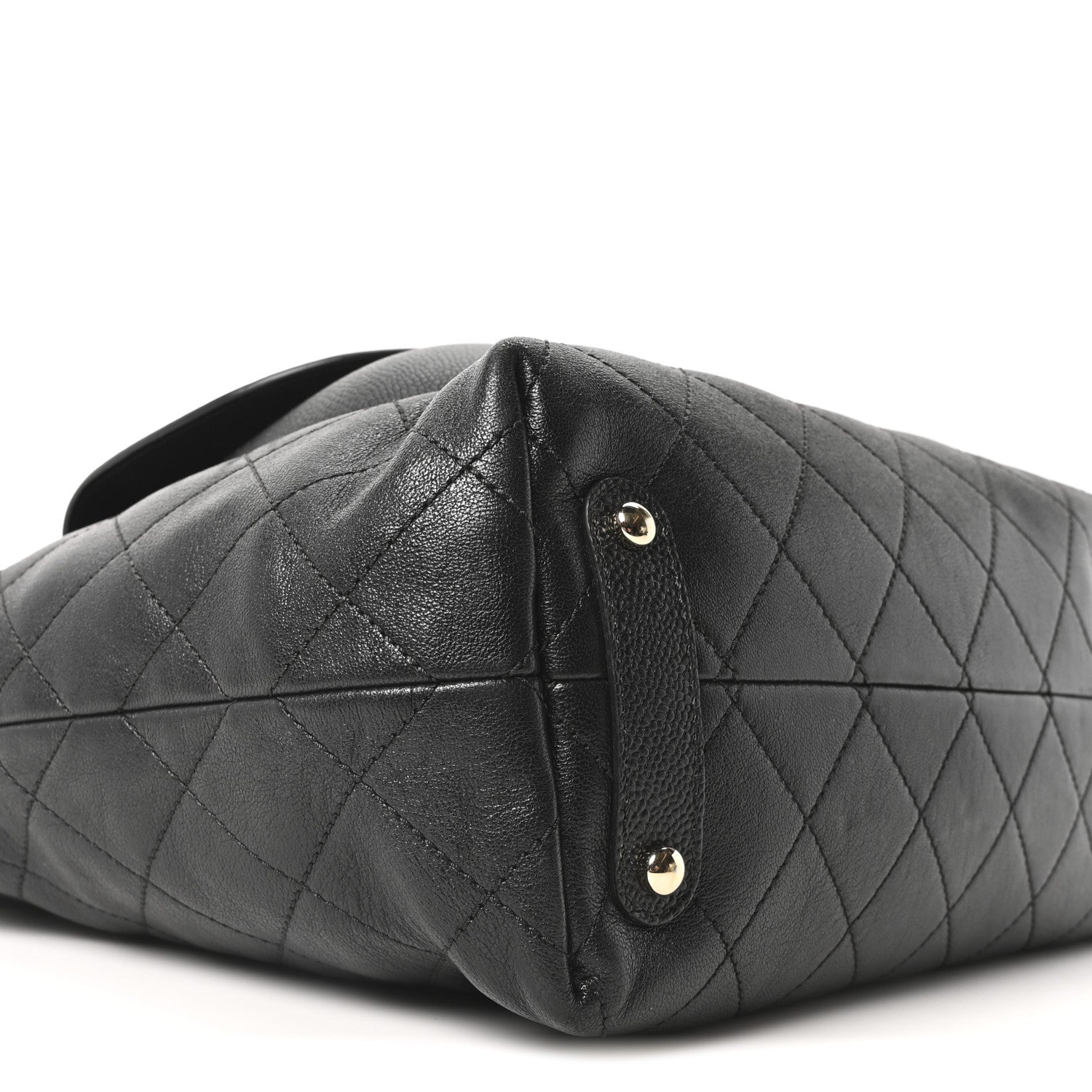Chanel Sheepskin Caviar Quilted Medium Shopping Tote Black