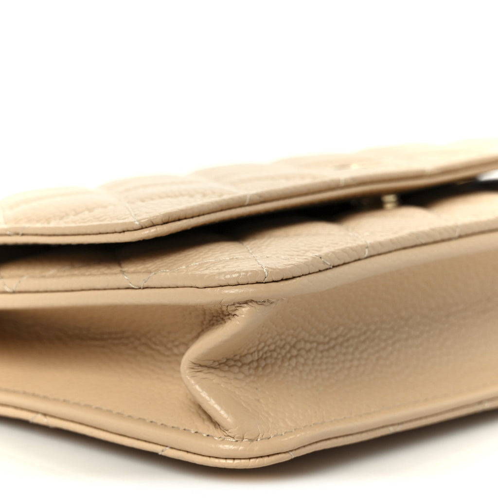 Chanel Caviar Quilted Wallet on Chain WOC Beige