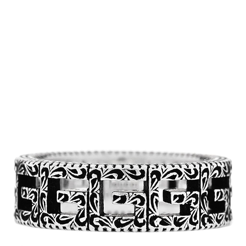 Gucci Sterling Silver Wide Square G Band Ring 57 8